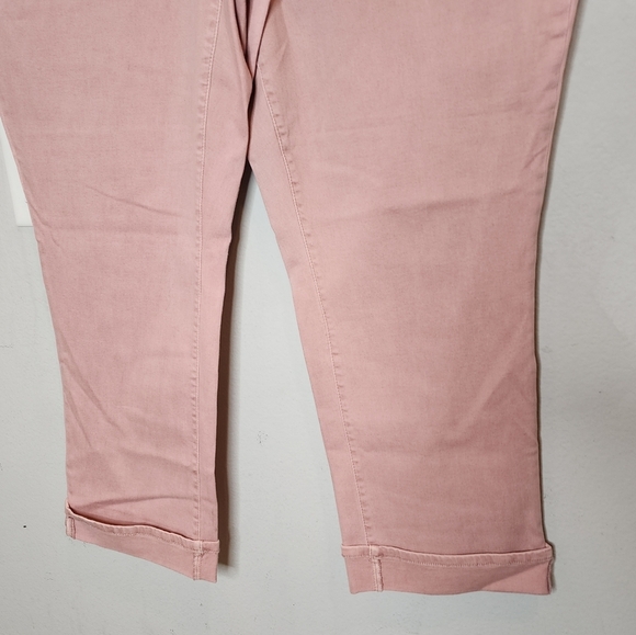 NYDJ Marilyn Straight Pink Cuffed Cropped Stretch Denim Pants Women's size 20W - Picture 14 of 16